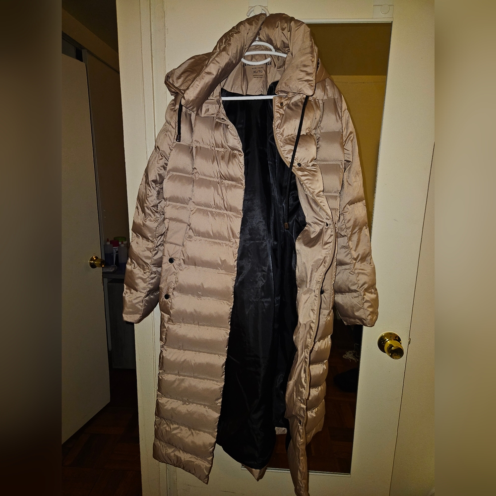 Long beige winter coat